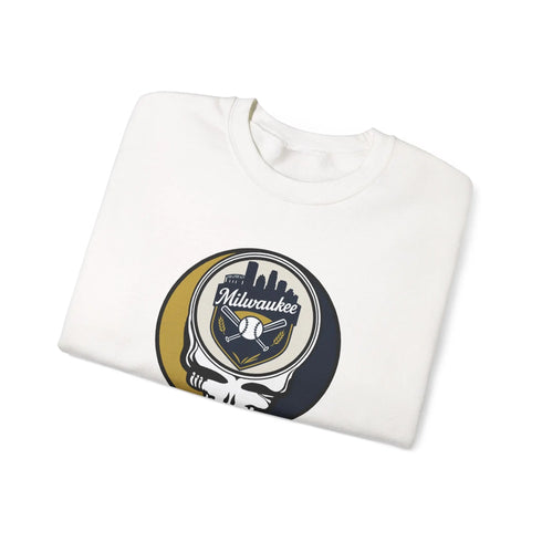 Grateful Dead - Milwaukee Brewers Stealie Grateful Dead Crewneck Sweatshirt - MLB - StealieShop